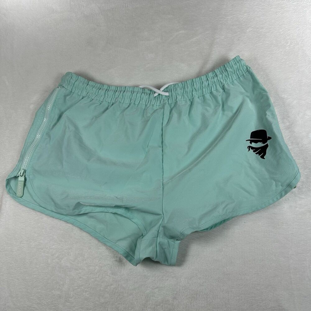 Culprit Mens XL Mint Swim Trunks Made USA Elastic Waist Zip Pocket Shorts